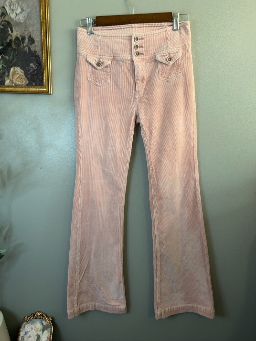Pilcro Anthropologie Pink High-Rise Trouser Bootcut Corduroy Pants Size 25 - Picture 3 of 8